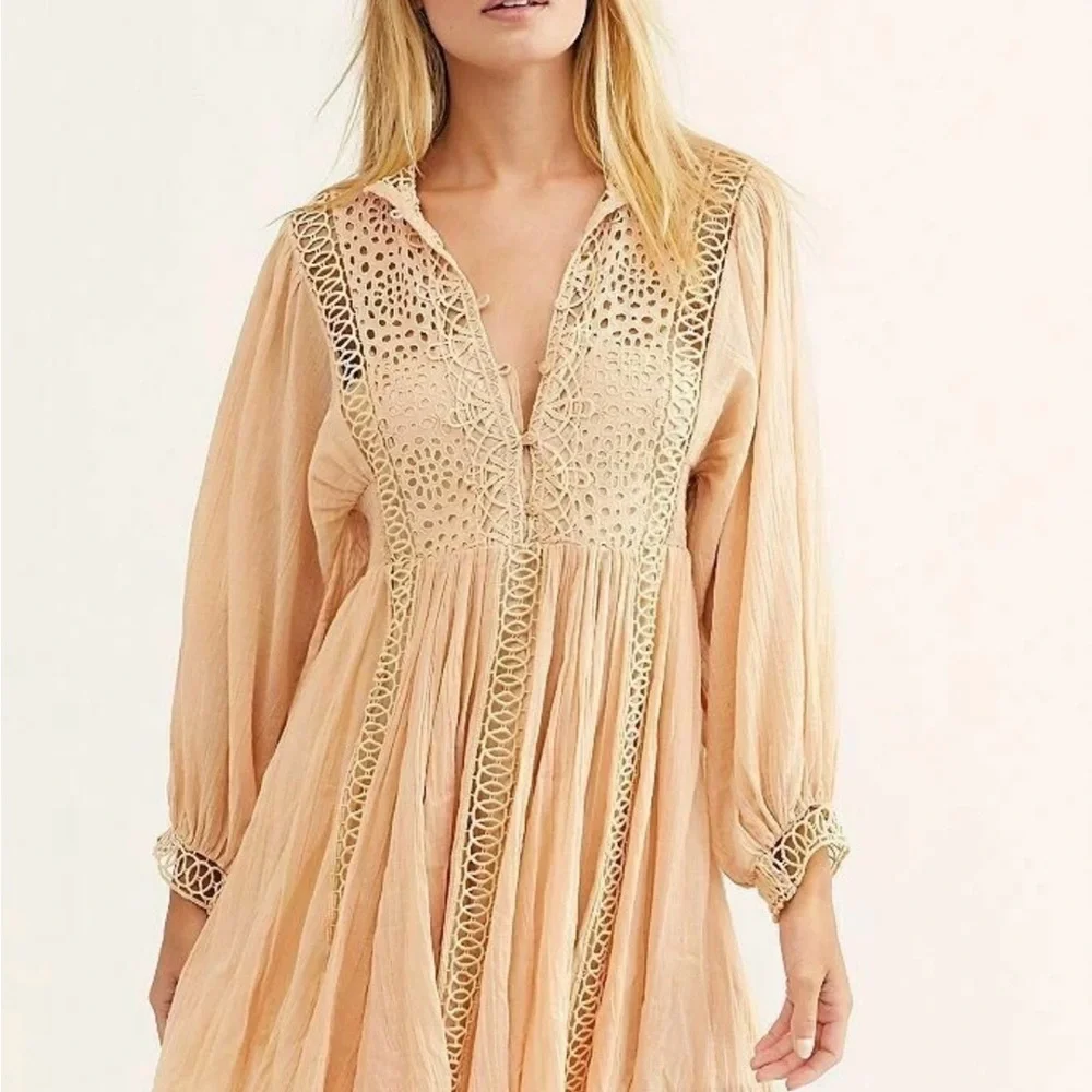 Free People FP One Karma Mini Dress XS 2 Women Casual Crochet Summer